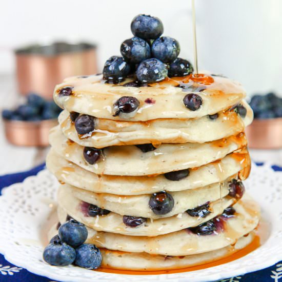 Greek Yogurt Blueberry Pancakes - Recipe photo by RunninginaSkirt