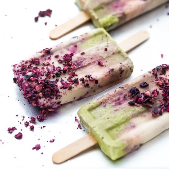 Blackberry Matcha Mermaid Popsicles - Recipe photo by 40aprons