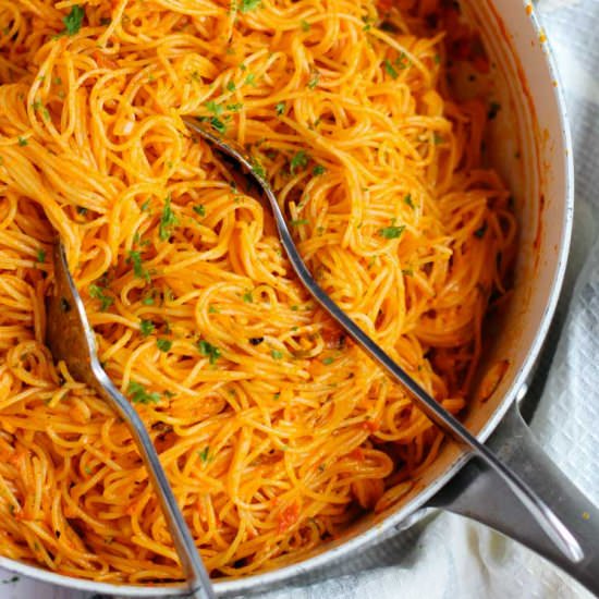 Creamy Roasted Red Pepper Pasta - Recipe photo by feelgoodfoodie1