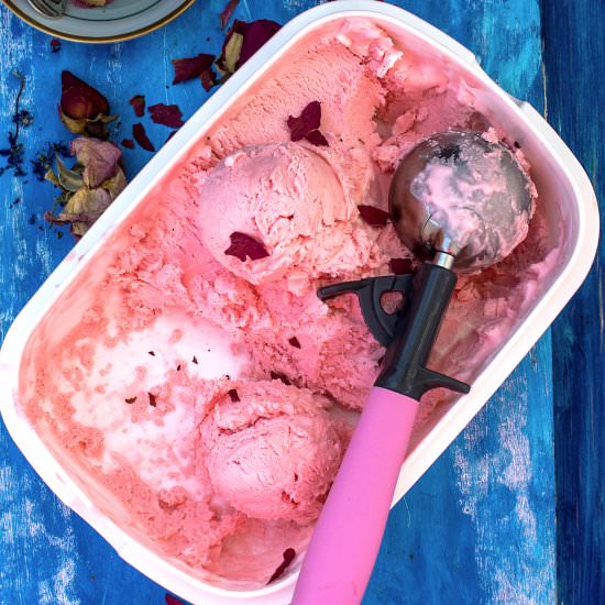 Rose Ice Cream - Recipe photo by Anu@MyGingerGarlicKitchen