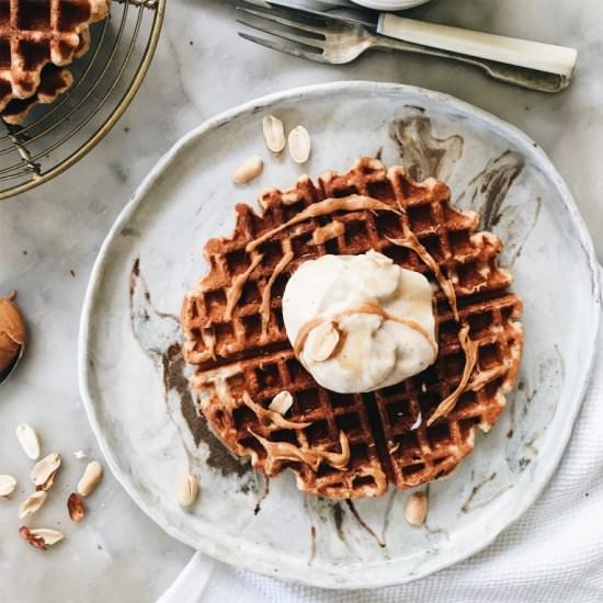 Peanut Butter Waffle (GF, DF) - Recipe photo by thehealthyhunter