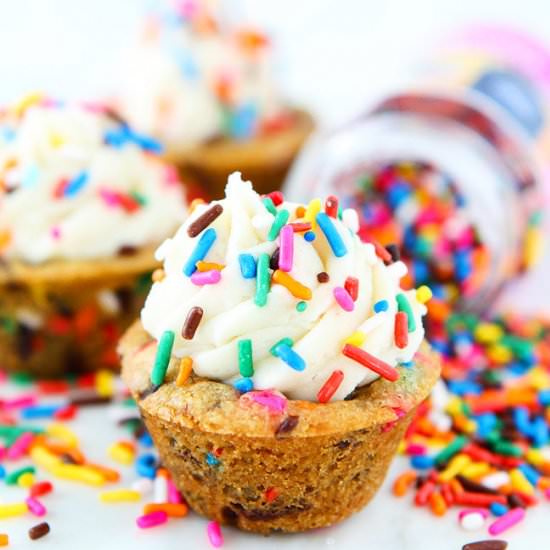 Sprinkle Chocolate Chip Cookie Cups - Recipe photo by twopeasandtheirpod