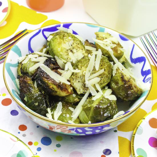Garlic Parmesan Brussels Sprouts - Recipe photo by BriteandBubbly