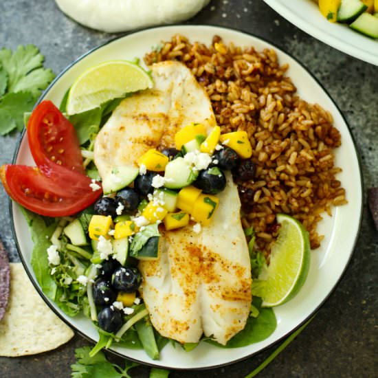 Orange Roughy with Blueberry Salsa - Recipe photo by kimscravings
