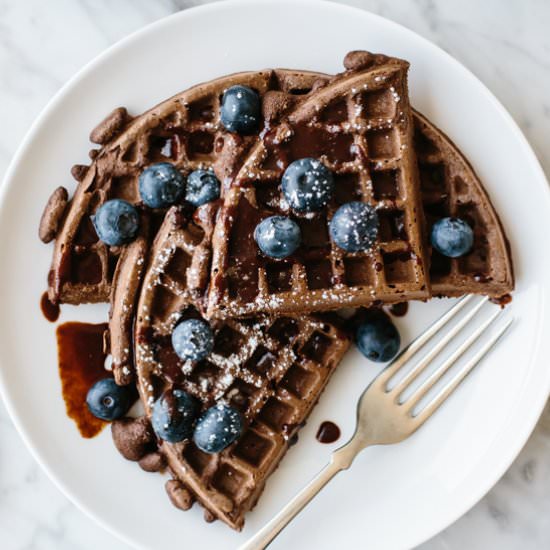 Paleo Chocolate Waffles - Recipe photo by Downshiftology