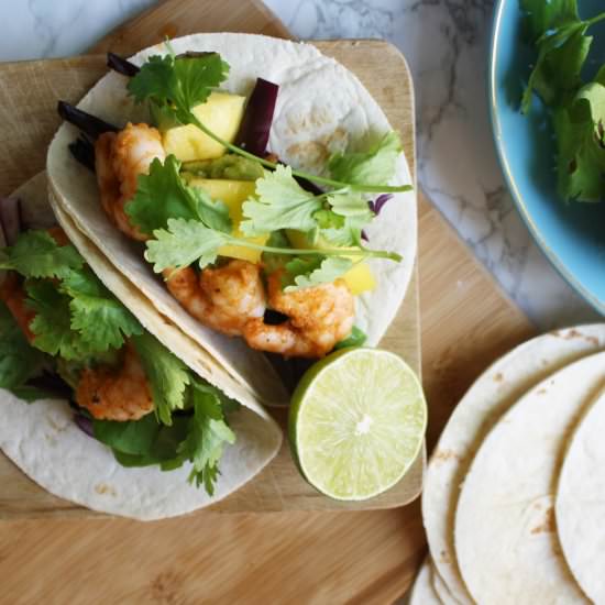 Coconut and Mango Prawn Tacos - Recipe photo by wishtodish