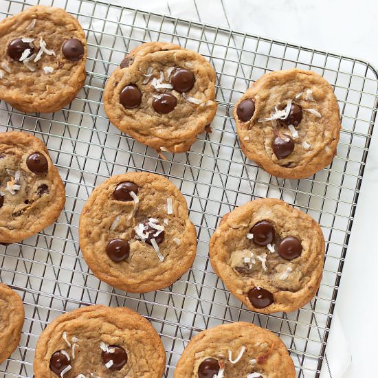 Coconut Chocolate Chip Cookies - Recipe photo by asassyspoon