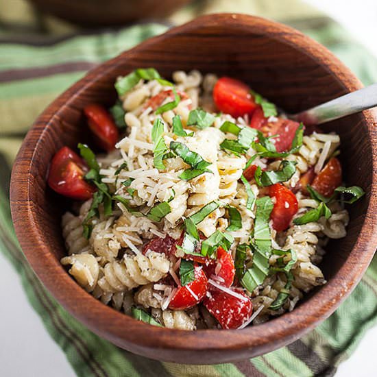 Creamy Pesto Summer Pasta Salad - Recipe photo by therusticfoodie