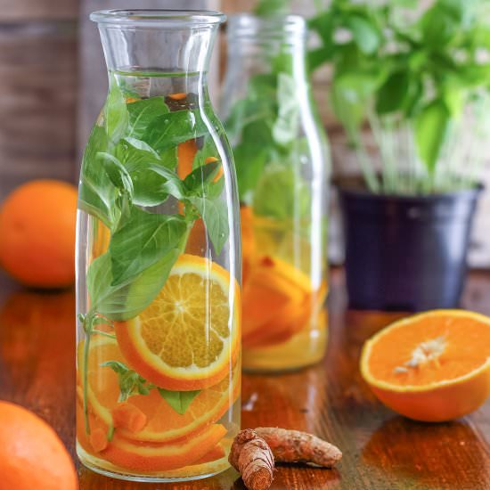 Orange Basil Infused Water - Recipe photo by Happy Foods Tube