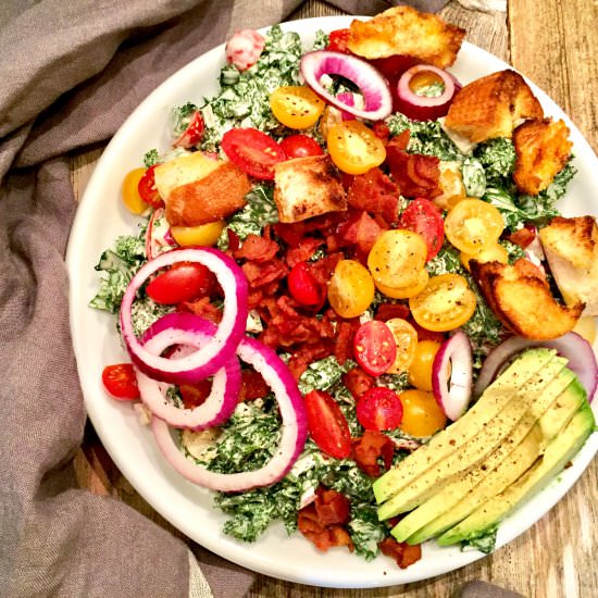 BLT Kale Salad with Creamy Ranch - Recipe photo by AHintofWine