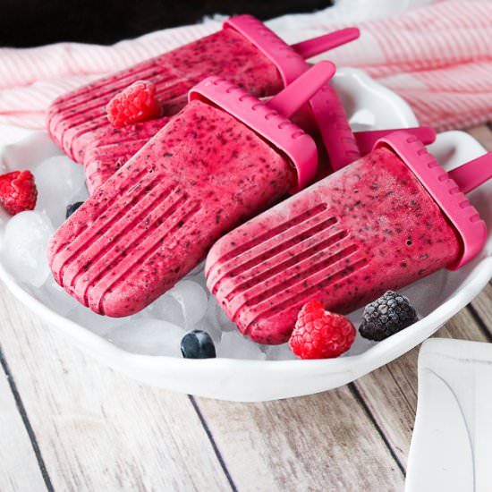 Triple Berry Ice Pops - Recipe photo by Girl Heart Food