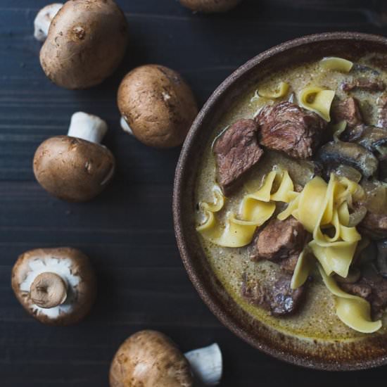 Healthy Slow Cooker Beef Stroganoff - Recipe photo by atastymess