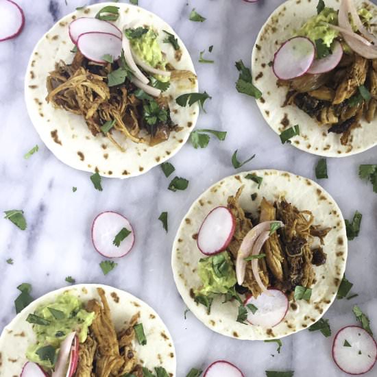 Braised Adobo Chicken Tacos - Recipe photo by whipsmartkitchen