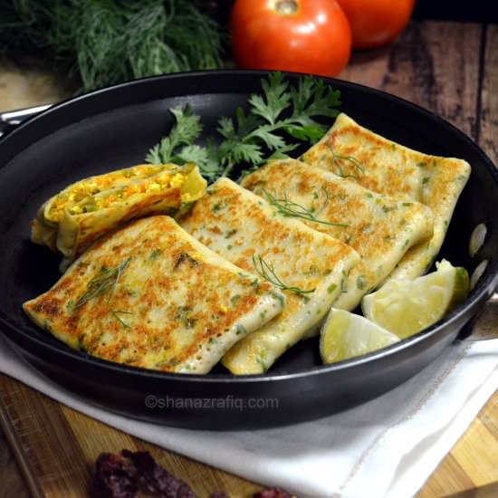 Vegetable Cheese Crepes - Recipe photo by Shanaz Rafiq