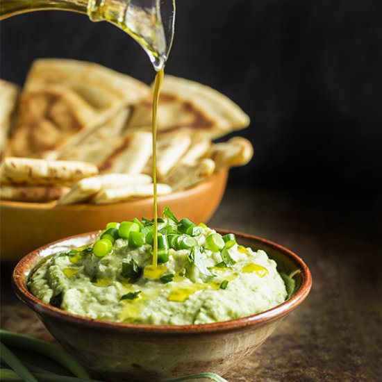 White Bean and Garlic Scape Dip - Recipe photo by justalittlebitofbacon