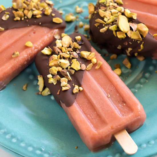 Chocolate-Dipped Guava Popsicles - Recipe photo by asassyspoon