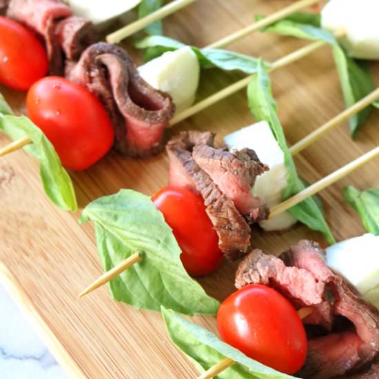 Beef Caprese Skewers - Recipe photo by The Nutrition Adventure