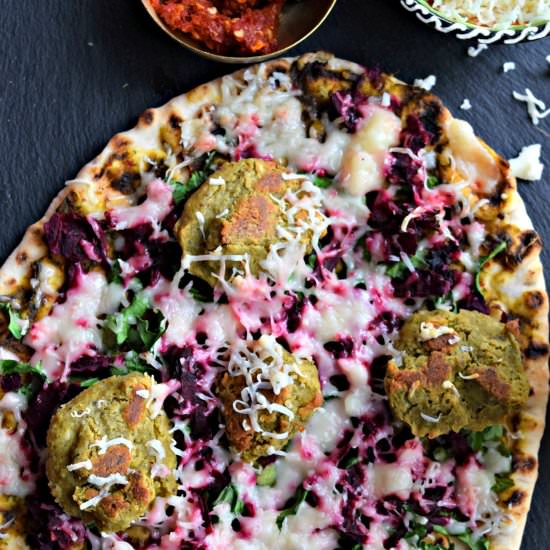 Healthy Steamed Falafel Naan Pizza - Recipe photo by Cookilicious
