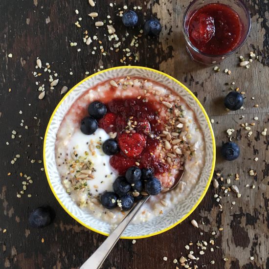Bircher with Strawberry Compote - Recipe photo by Healthy Forkful