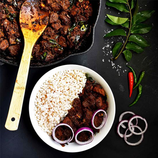 Beef Dry Roast/Beef Ularthiyathu - Recipe photo by pepperdelight