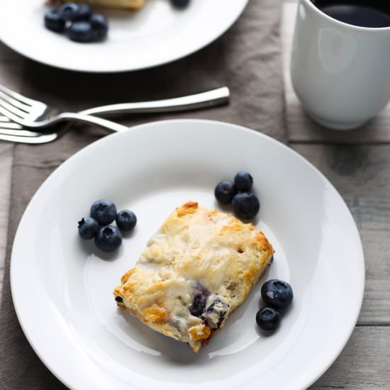 Blueberry Peach Scones - Recipe photo by 3ScoopsofSugar