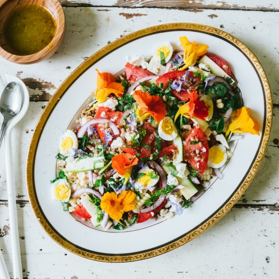 Summer Tomato Edible Flower Salad - Recipe photo by Healthfully Ever After