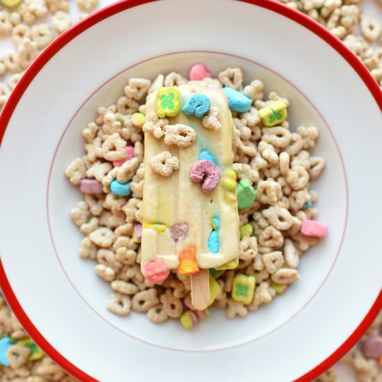 Cereal Milk Ice Cream Popsicles - Recipe photo by letseatcakeblog