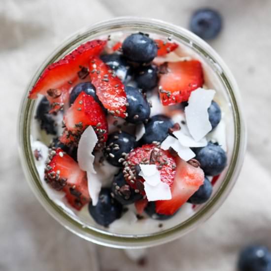 Red White and Blue Skyr Parfaits - Recipe photo by rootsandradishes