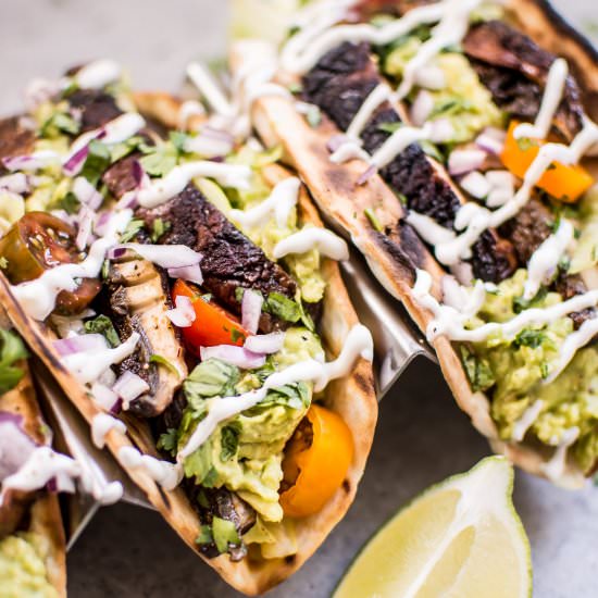 Grilled Portobello Mushroom Tacos - Recipe photo by saltandlavender