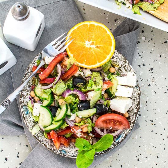 Greek Style Chickpea Feta Salad - Recipe photo by Anu@MyGingerGarlicKitchen