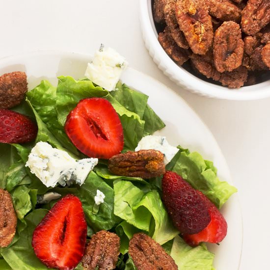 Strawberry Salad w/ Sweet/Spicy Nut - Recipe photo by Hummingbirdthyme