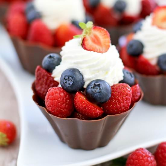Pudding Chocolate Cups with Berries - Recipe photo by valyastasteofhome.com