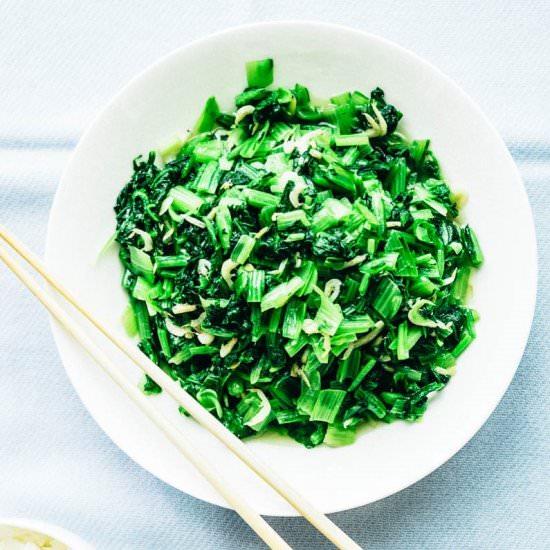 Stir Fried Choy Sum - Recipe photo by omnivorescookbook