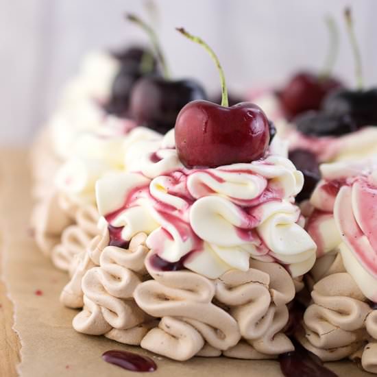 Cherry Vanilla Pavlova - Recipe photo by JoJoNookAndCranny