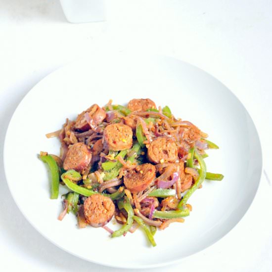Chicken Sausage and Veggie Stir Fry - Recipe photo by JeeviKitchen