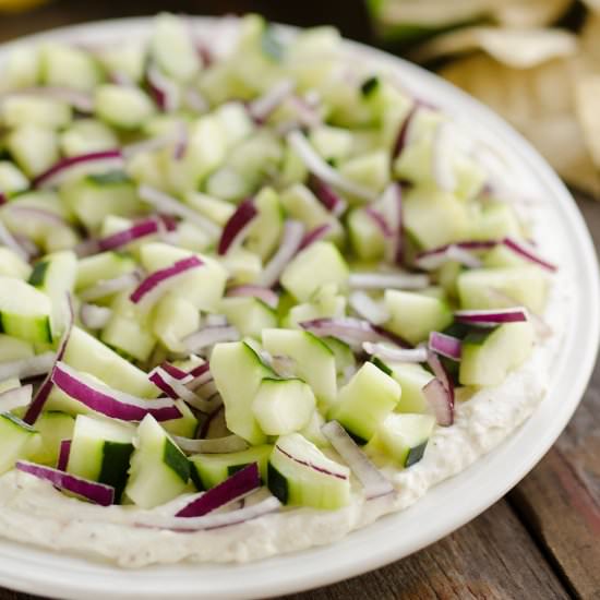 Creamy Cucumber Layered Dip - Recipe photo by The Creative Bite
