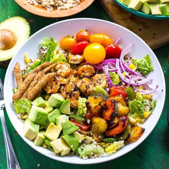 Fiesta Grilled Shrimp Quinoa Salad - Recipe photo by thegirlonbloor