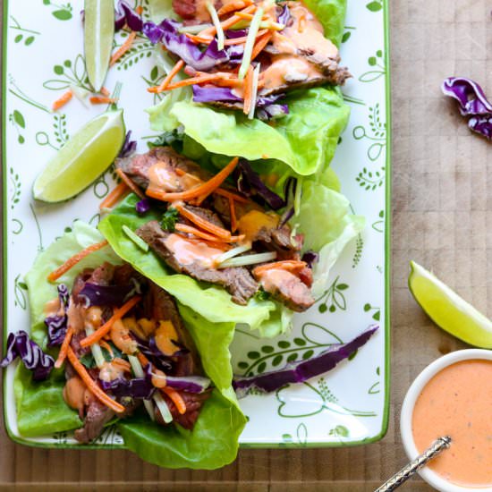 Ranch Steak Lettuce Wraps - Recipe photo by the food blog