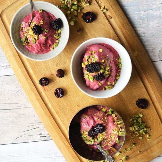 Blackberry Pistachio Frozen Yogurt - Recipe photo by Hannah Bond