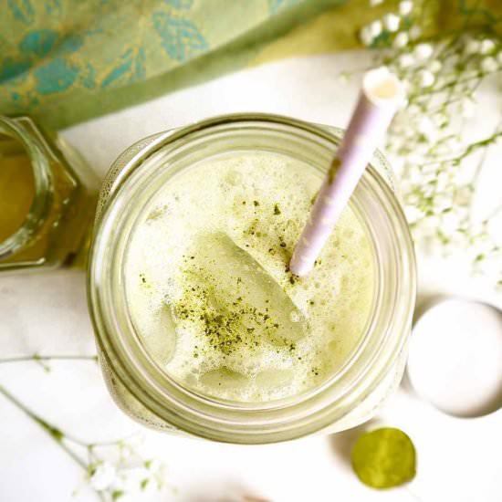 Iced Almond Milk Matcha Latte - Recipe photo by perchancetocook.com