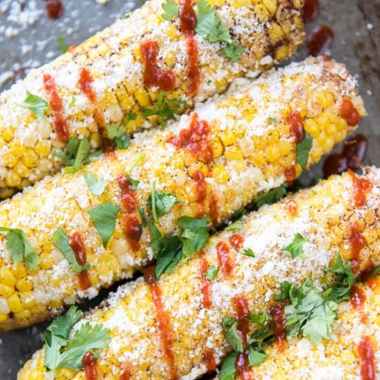 Mexican Corn on the Cob w/ Sriracha - Recipe photo by slowcookergourmet
