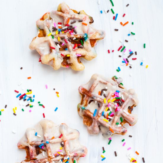 Birthday Cake Waffle Donuts - Recipe photo by kumquat