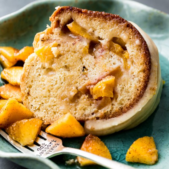 Peach Bundt Cake Brown Butter Icing - Recipe photo by sallysbakingaddiction