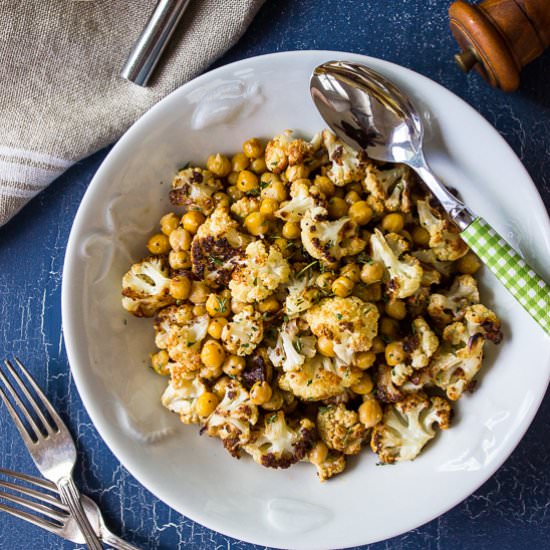Roasted Cauliflower Chickpea Salad - Recipe photo by thebeachhousekitchen