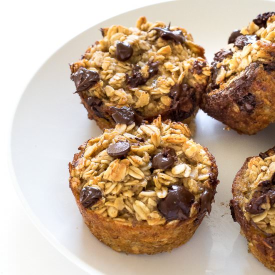 Banana Chocolate Oatmeal Muffins - Recipe photo by ChefSavvy