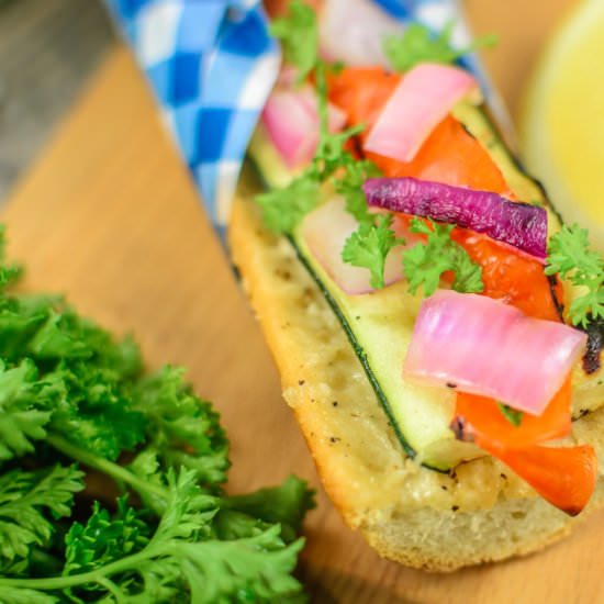 Grilled Caesar Veggie Tartine - Recipe photo by pepperspennies