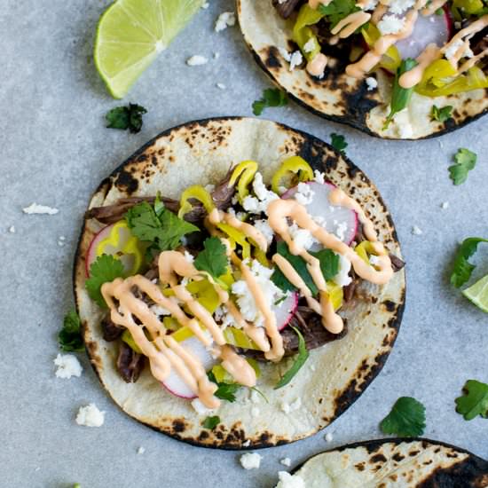 Slow Cooker Beef Tacos - Recipe photo by Stuck on Sweet