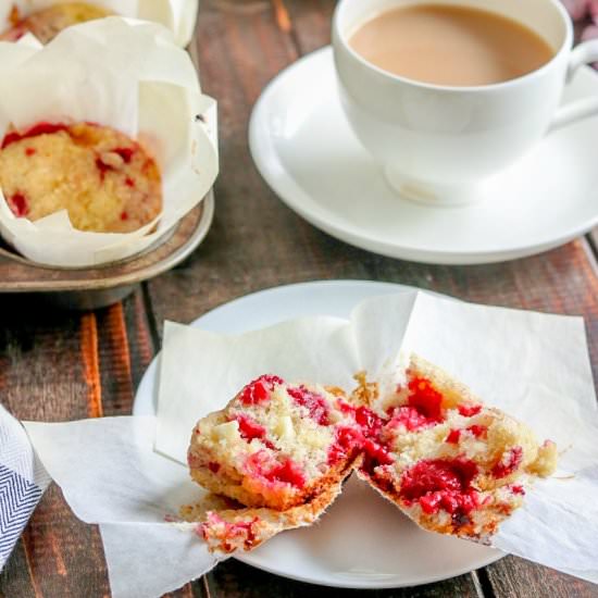 Raspberry White Chocolate Muffins - Recipe photo by KyleeCooks