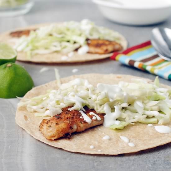 Blackened Fish Tacos and Lime Crema - Recipe photo by alisonsallspice