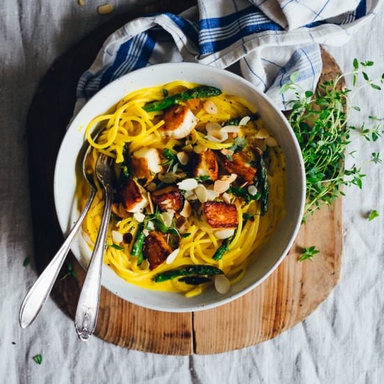 Saffron & Lemon Pasta - Recipe photo by cashewkitchen